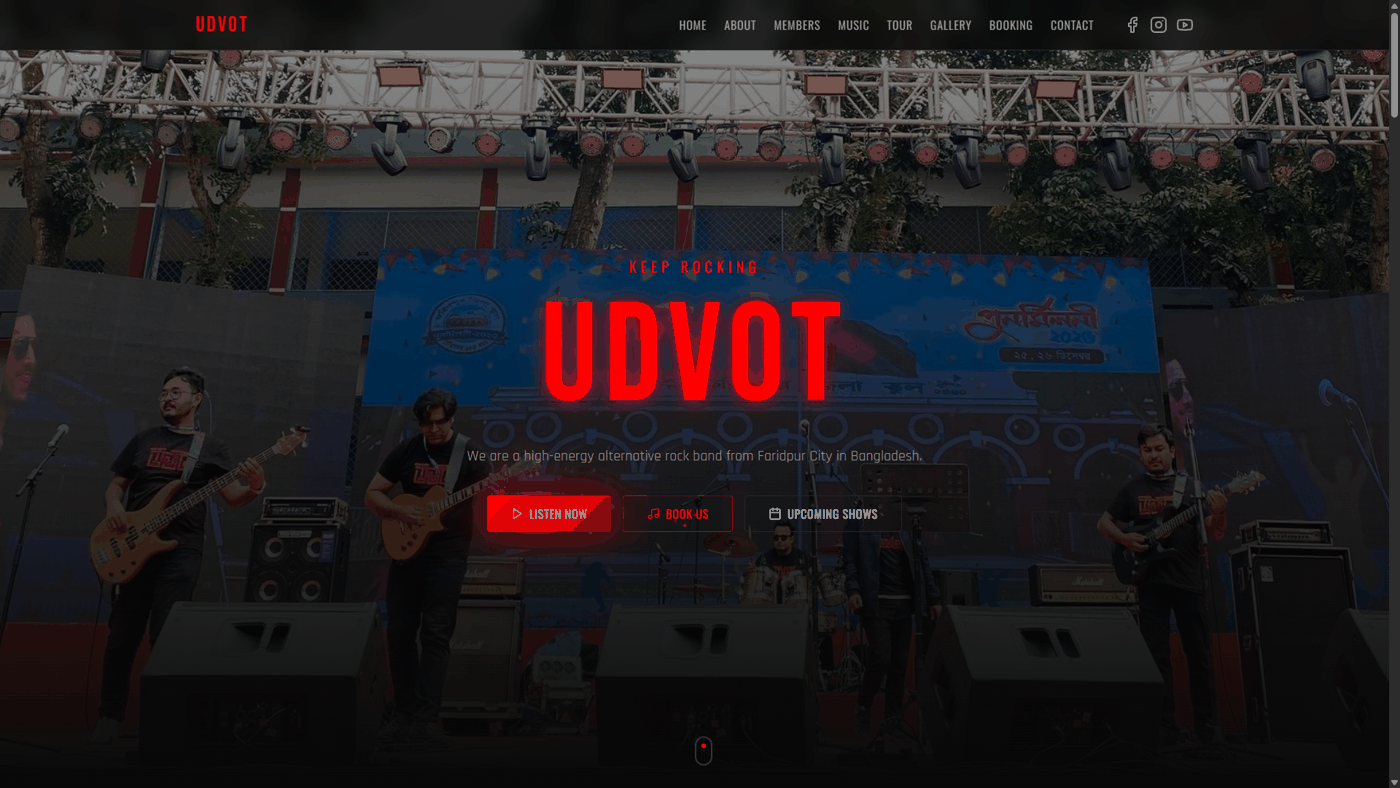 Udvot Band Website screenshot 1